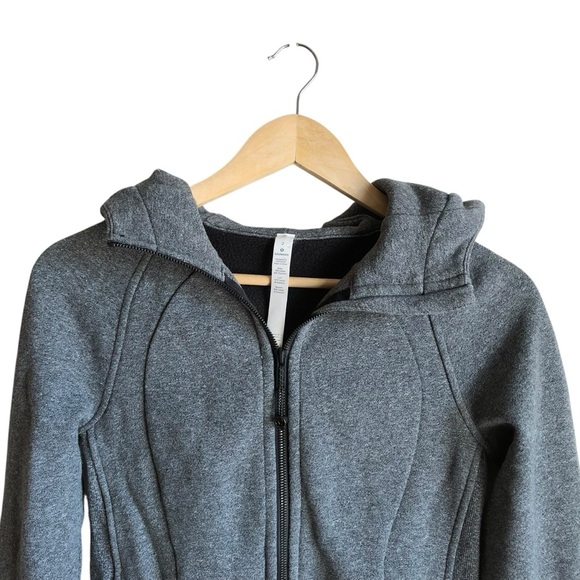 Lululemon Scuba Hoodie Light Cotton Fleece Size 2 Heathered Speckled Black Grey - Picture 7 of 16
